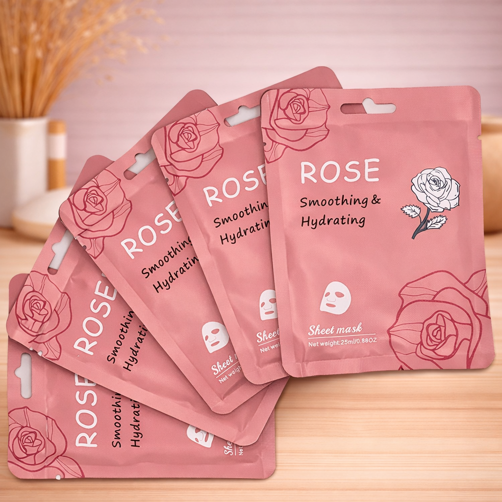 Sheet mask - Rose - 6 stuks
