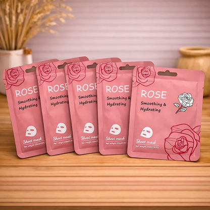 Sheet mask - Rose - 6 stuks